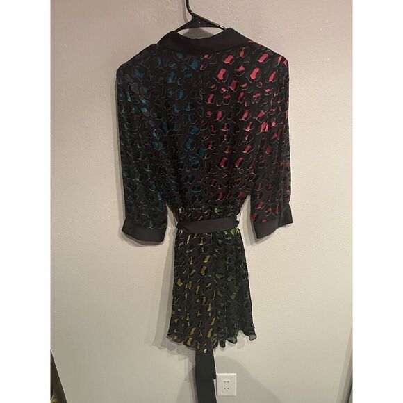 Alice Olivia Womens Size 10 Black Leopard Raja V Neck Dress - Picture 6 of 7